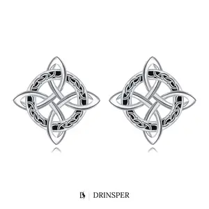 DRINSPER Witch Celtic Knot Earring, Hecate Goddess of Witches Jewelry with ArtificialGemstone Cubic Zirconia Fashion Jewelry Amulet Gift for Women