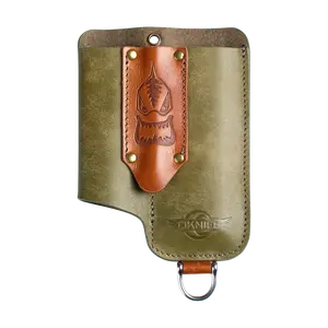 OKNIFE Osheath S1 3 in1 Leather Sheath for Flat Flashlight, Pocket Knife, Mini Pen, EDC Kit Belt Organizer for Belt,  EDC Holster with Horseshoe Buckle Keychain