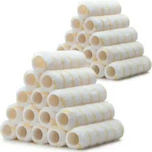 24 Pack 9"x1/2" Microfiber Paint Roller Covers – Large Polyester Naps for Walls & Ceilings – Home Painting Supplies (Yellow/White)