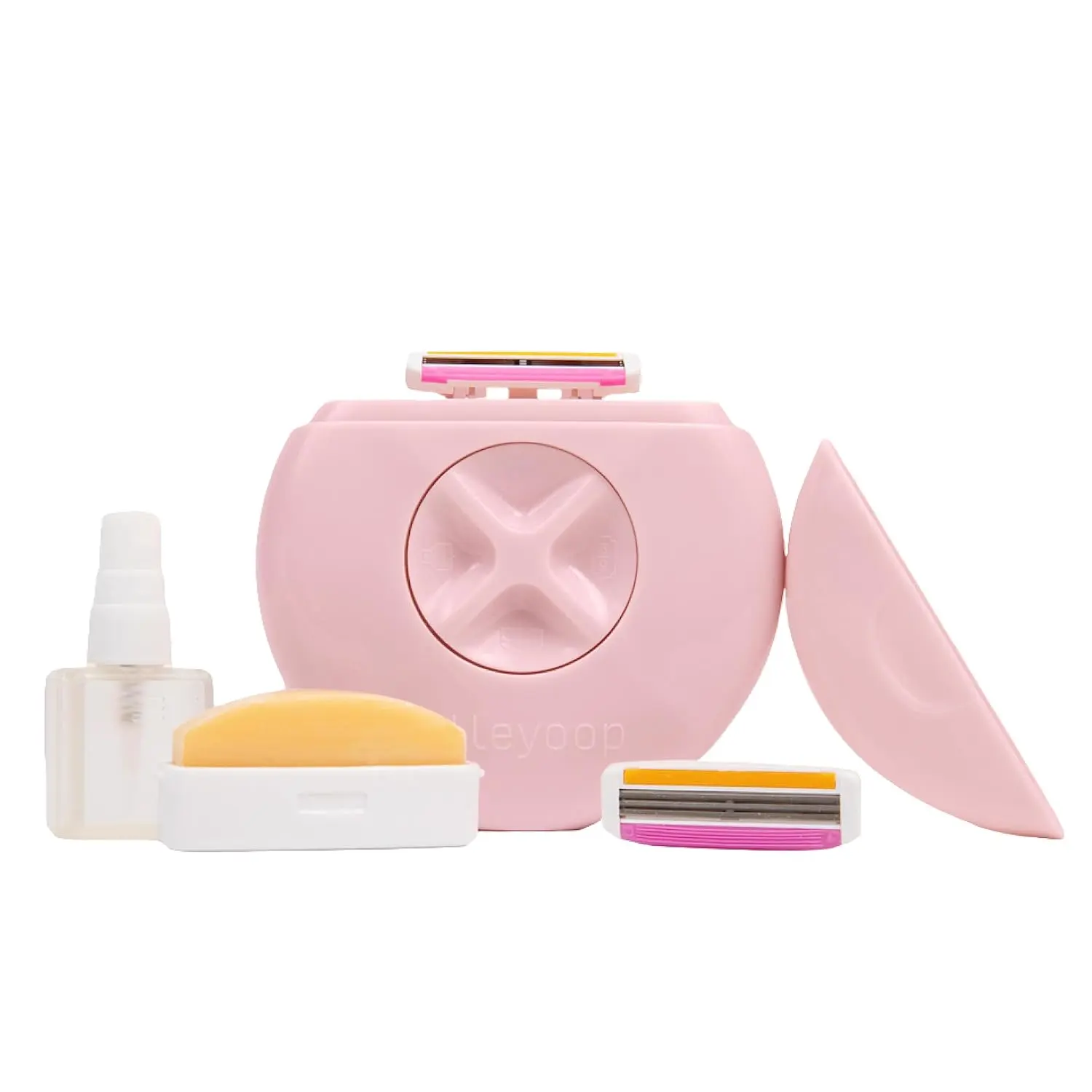 Women's Compact Cartridge Razor - Portable Mini 3-Blade Shaver for Frequent Travelers & Daily Use, Skin-Friendly with Moisturizing Bar & Refillable Spray Bottle (Blush Pink), Clean & Close Shave, Gentle For Skin Types, None