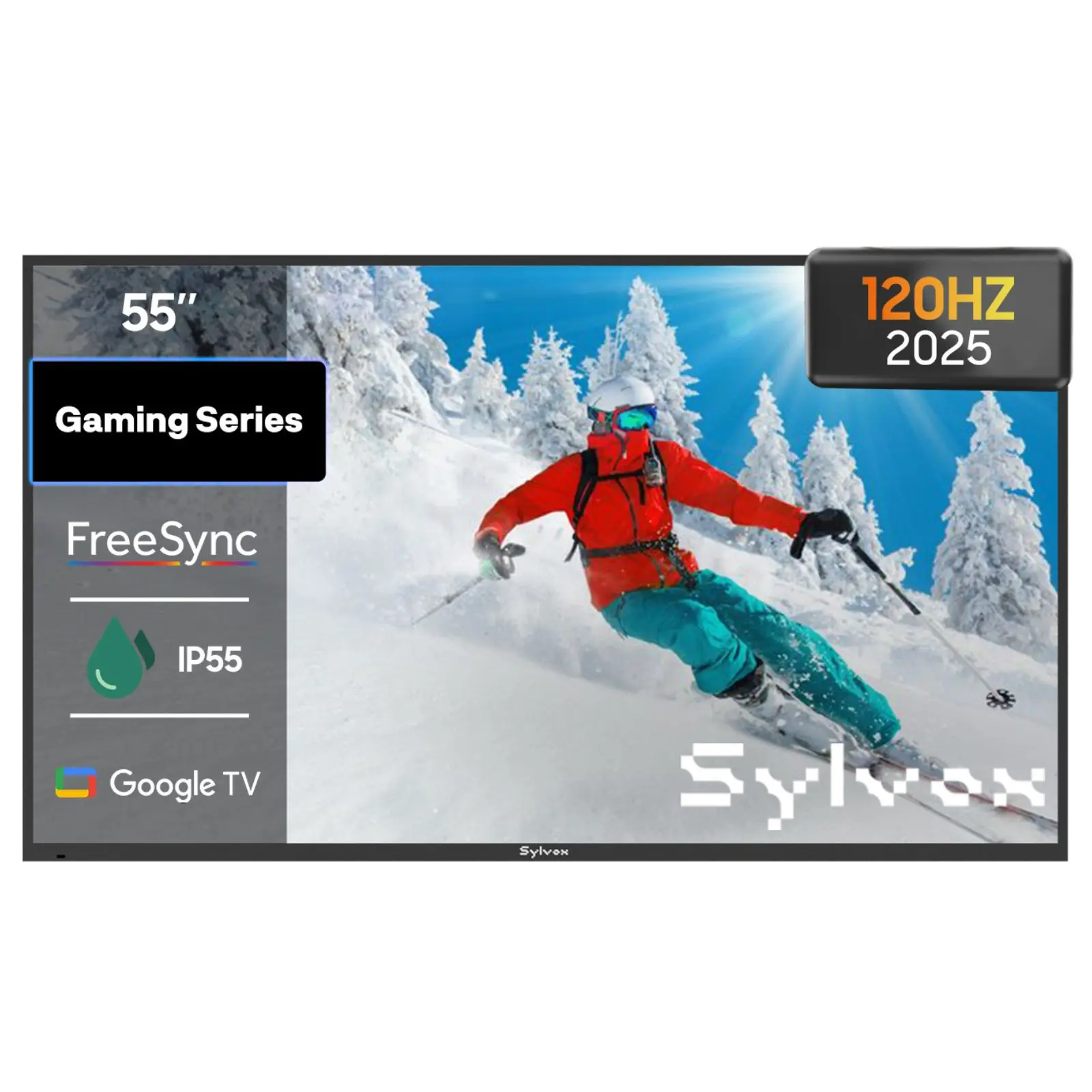 SYLVOX Outdoor TV, 4K 120Hz Smart Google TV with Dolby Vision, Dobly Atmos, IP55 Waterproof, 1000nits Brightness TV for Partial Sun Area (Gaming, Latest Model) summerwins