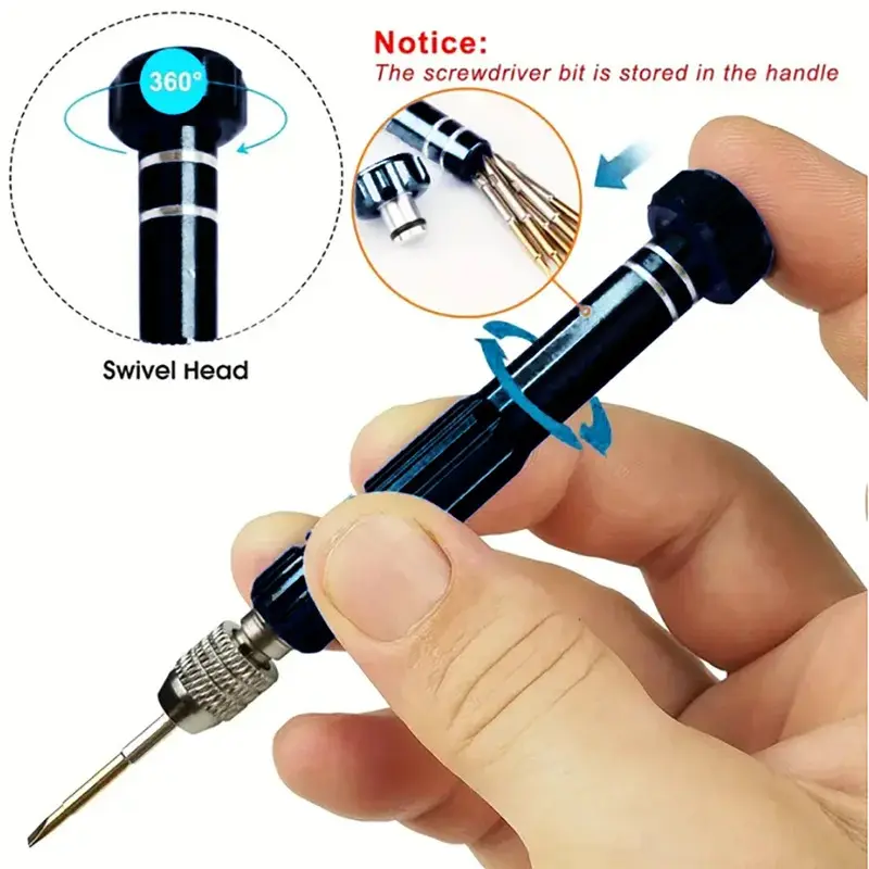 1pc 5-in-1 Multifunctional Small Precision Multipurpose Screwdriver Kit Repair Tool for Eyeglass, Sunglasses, Electronics, Cellphone, Jewelry and More
