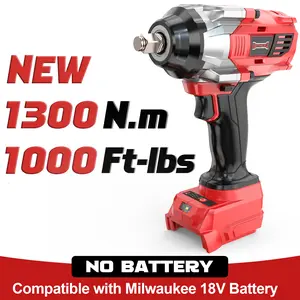 Impact Wrench 1/2" Compatible with Milwaukee 18V Battery(Battery NOT Included!), 1000Ft-lbs(1300N.m) High Torque Brushless Impact Gun with 4Mode Speed Cordless