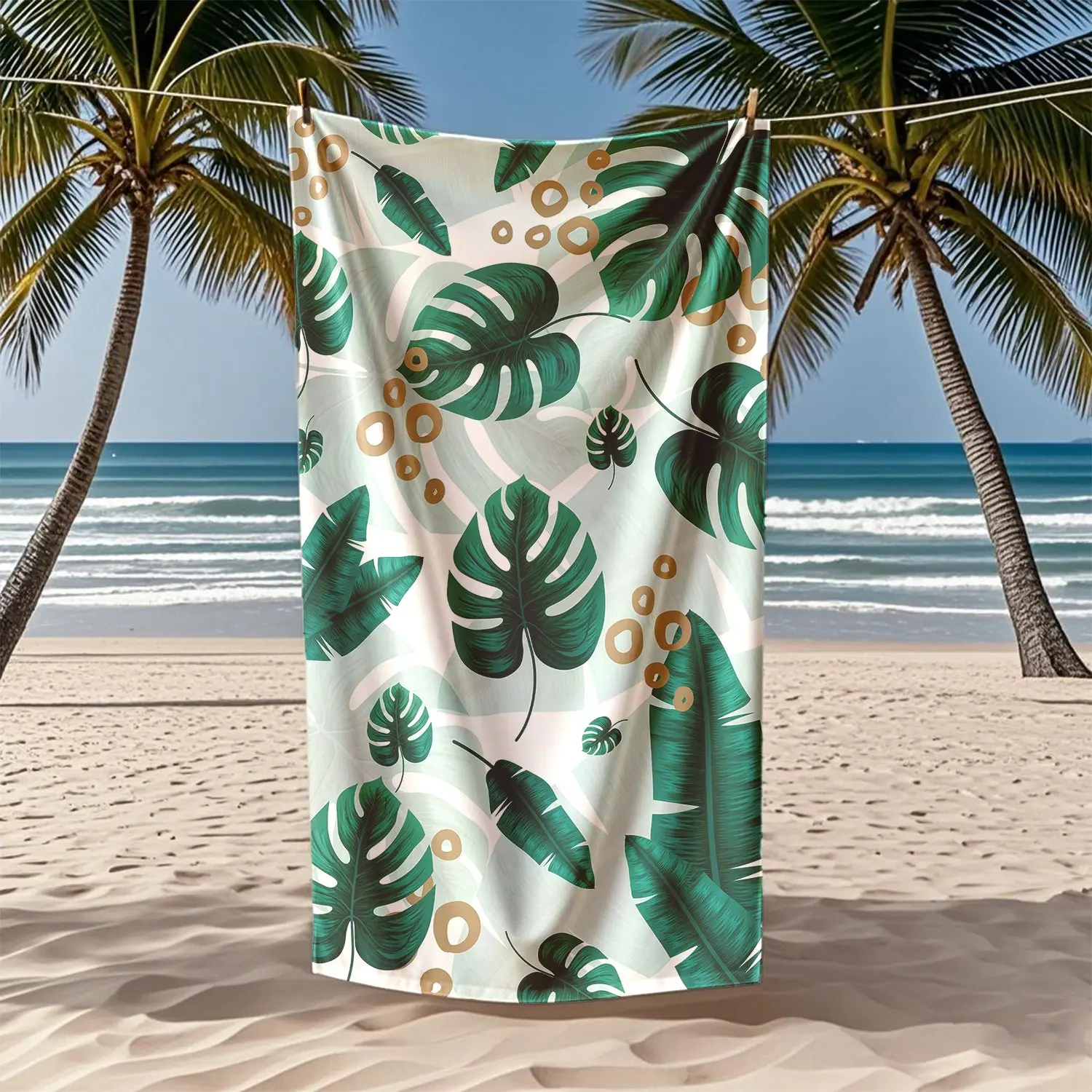 1pc Trendy Bamboo Back Beach Towel, Lightweight Quick-Dry Compact, Absorbent Breathable Towel, Travel Towels, Ideal for Travel Swimming and Camping, High-Quality Summer Towel