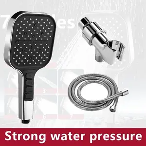Wall-Mounted Handheld Shower Head with Pressure Boost, Single Button Stop, Adjustable Spray Modes, Durable Plastic Material, Modern Bathroom, High Pressure Shower Head