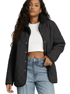 ODODOS Women's Sherpa Lined Insulated Jacket Snap Front Long Sleeve Coat Winter Warm Outerwear with Pockets