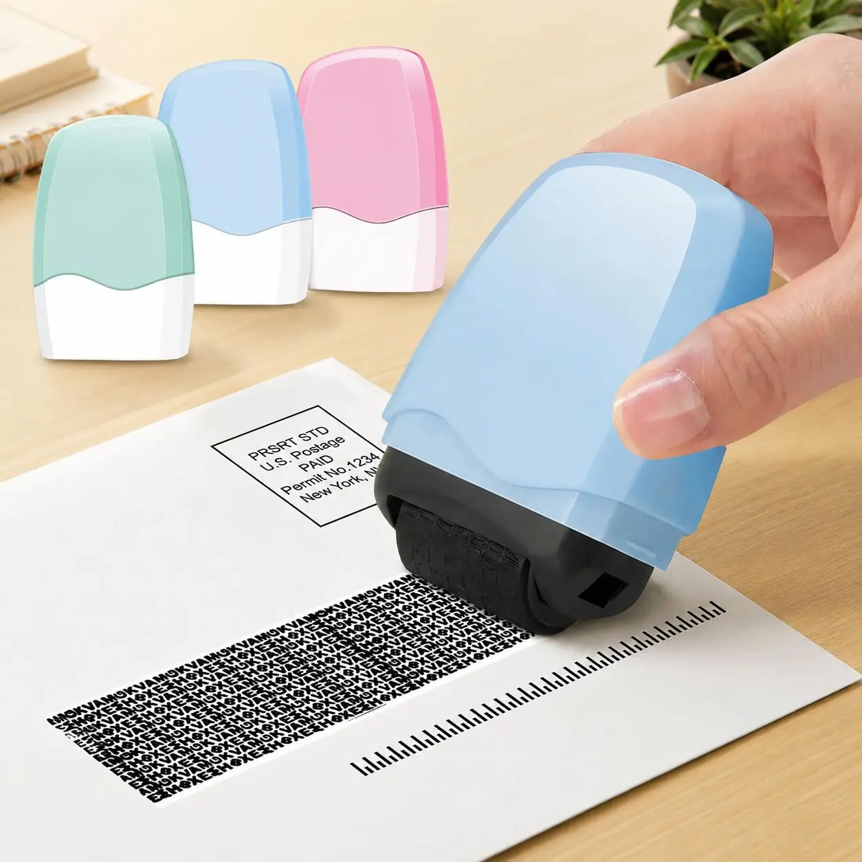 Identity Theft Protection Roller Stamp - 1-Count Confidential Information Blocker for ID, Account Data, Address Privacy Security (Office Stationery Correction Supply)