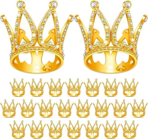 24 Pcs Crown Cake Topper Mini Baby Crown Tiny Queen Crown Small Princess Headpiece Cake Decoration for Women Lady Girl  Birthday Party (Silver)