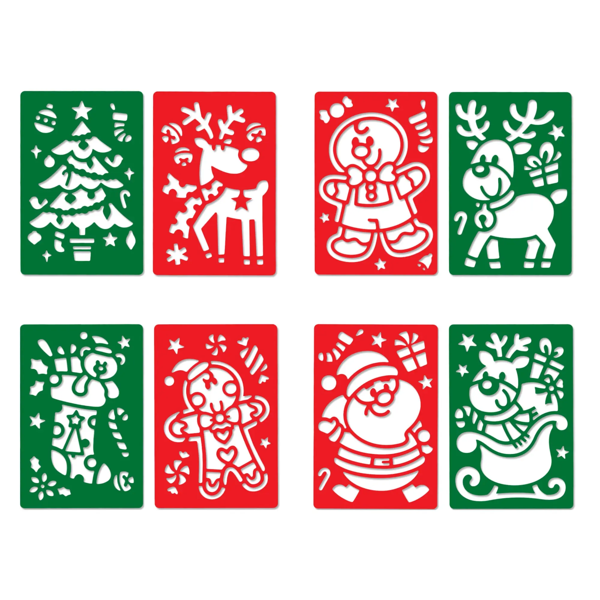 Christmas Multi-Media Art Stencils, 8-1/4-Inch x 5-1/2-Inch, 8-count