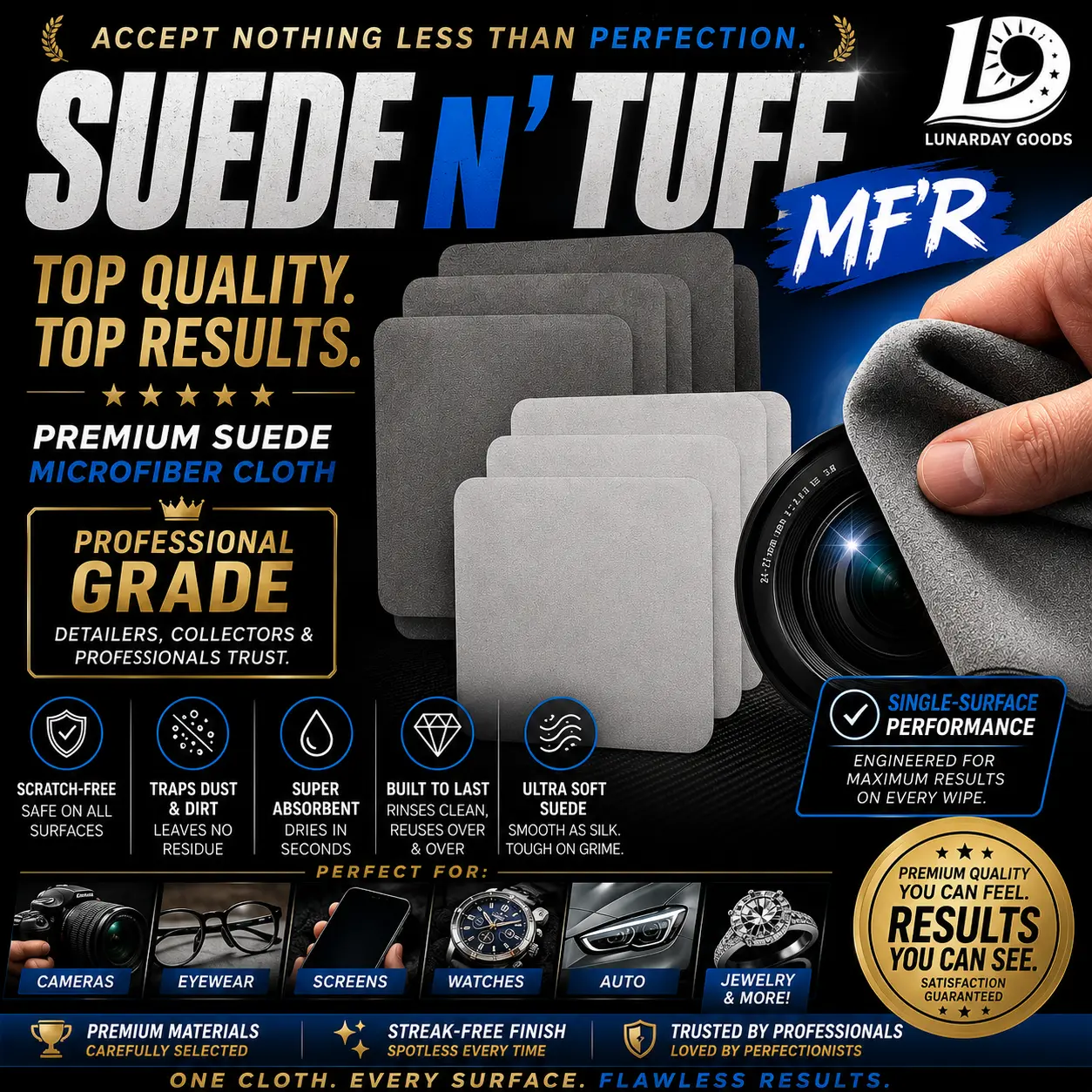 SUEDE-N-TUFF MF'R - Premium Suede Microfiber Cloths For Delicate Surfaces