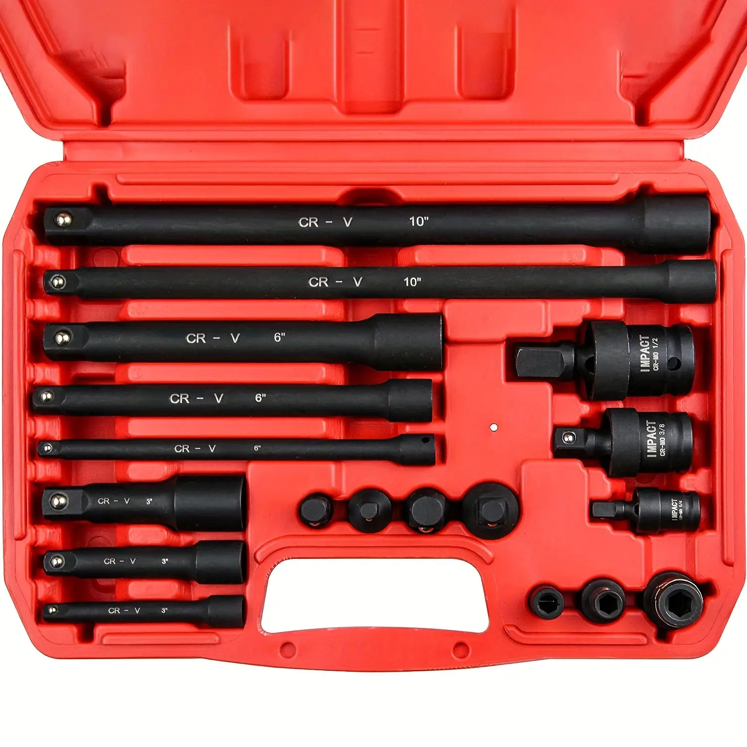 18-Piece Professional Drive Tool Kit - 1/4, 3/8 & 1/2 Flexible Socket Extension Set with Adapters, Bars, Swivel Joints, Impact Coupler, Boosts Power, Enhances Compatibility, Extends Reach for Drive Tasks (Wrench Extension & Socket Sets)