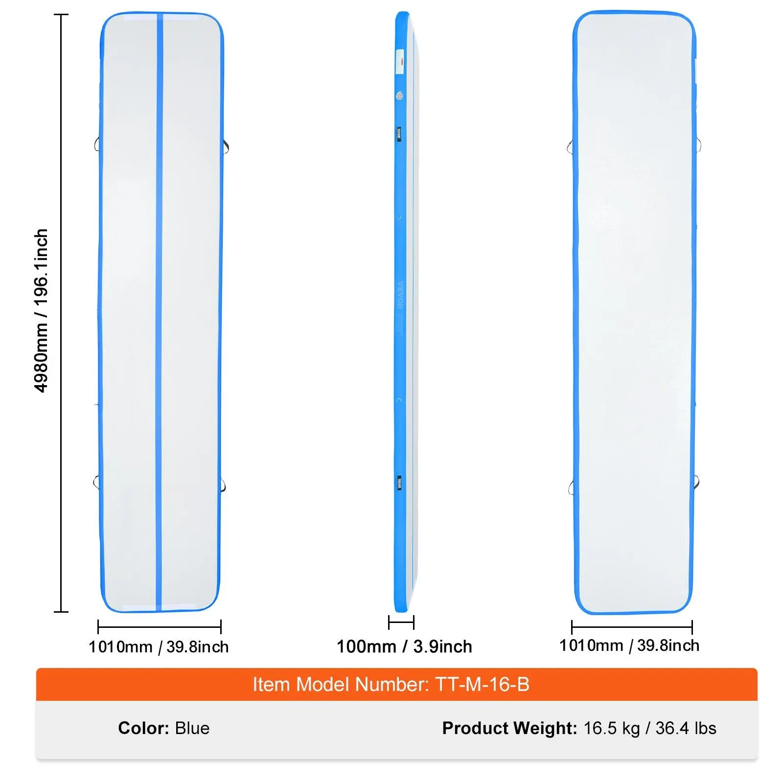 Mat - 16 ft x 3.3 ft x 4 in - Blue