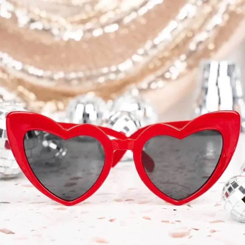 Fashionable Heart Sunglasses for Women with UV Protection in Red and Black