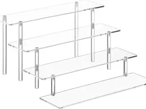 4 Tier Acrylic Perfume Organizer Stand, Clear Display Risers for Perfume, Cologne, Cosmetic, Skincare, Funko POP, Dessert Display, Cupcake Stand Holder