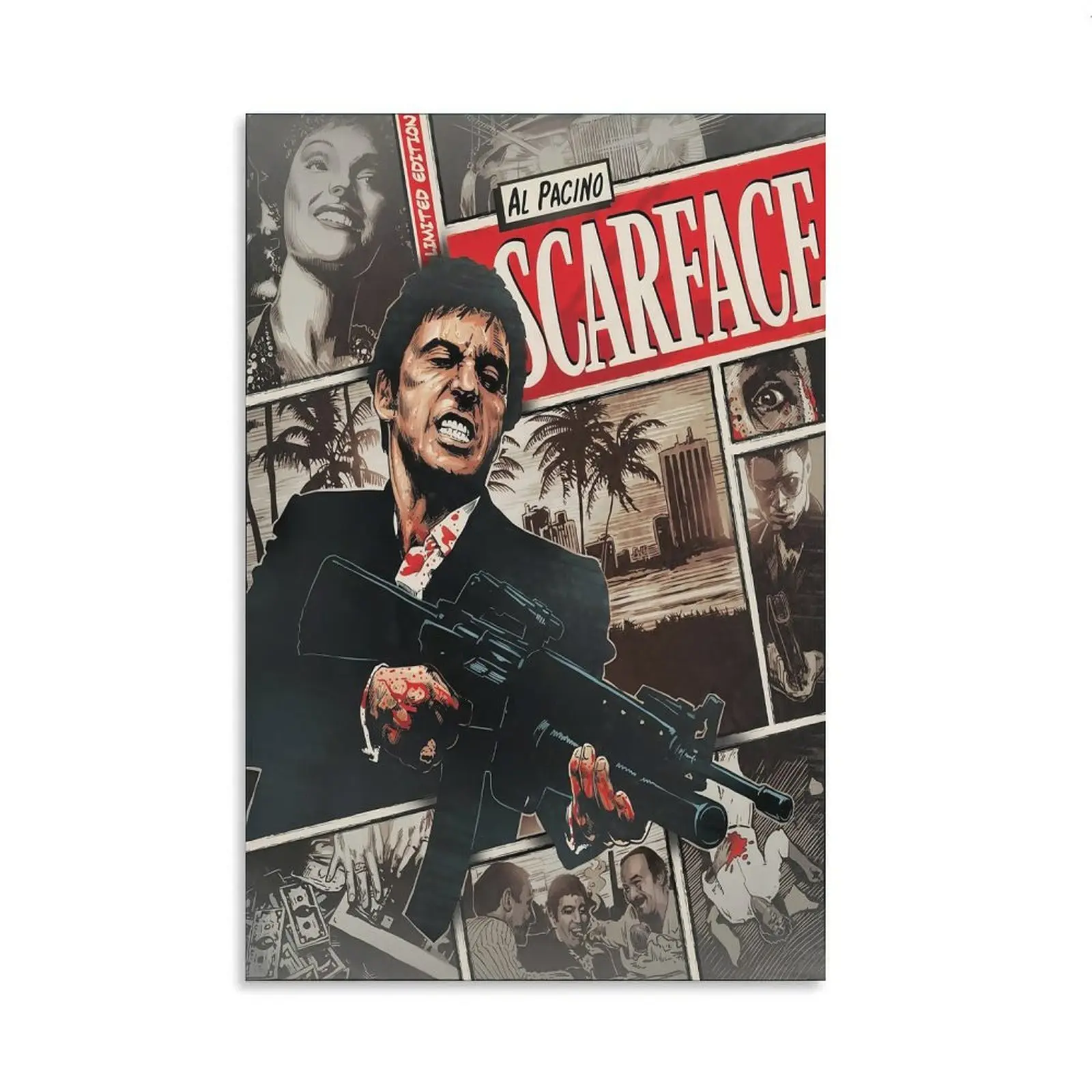 Scarface Movie, Wall Art, Comic Style Poster, Aesthetic Wall Art Poster, Living Room Decoration, Luxury Wall Art, Wall Decor