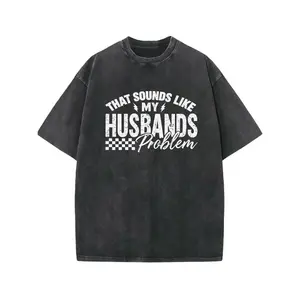 Men's Washed T-shirt Printed Unique Letter - Stylish Worn Look, 100% Cotton Heavyweight, Comfortable Casual Wear, Machine Washable, Suitable for Seasons