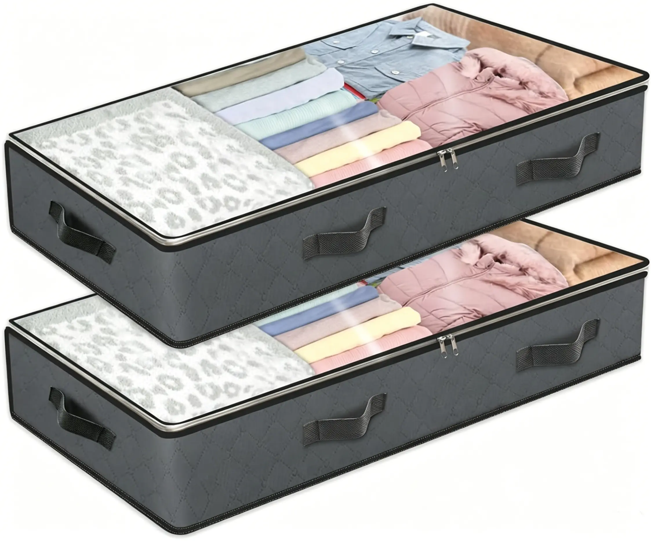 2-piece under bed storage bag 90L foldable closet container storage bag and under bed storage bog Christmas Organiser