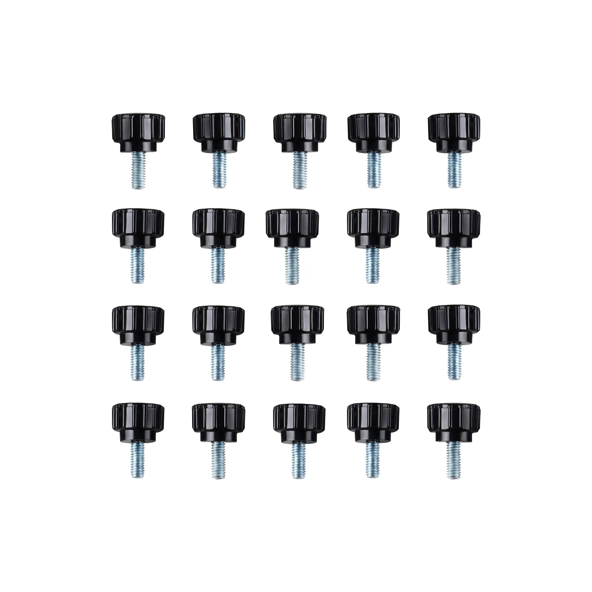 Knurled Clamping Knobs,Zinc Plated Carbon Steel Male Thread Thumb Screw on Type Plastic Round Head Threaded Hand Bolt Stud Knobs  (Metric,Black )
