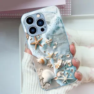 Summer Beach Vibe: Seashell & Starfish Phone Case — Shockproof Glossy Cover for 【iPhone 15 Pro】666