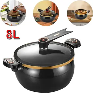 Large Capacity Stockpot with Twist Lock Handle for Quick Cooking, Non-Stick 8.45QT Multi-Purpose Cooking Pot, Multifunctional Soup Pot#Summervibes