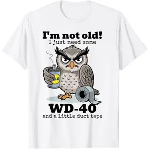 Unisex Y2K Owl "I'm Not Old I Just Need Some" Graphic T-Shirt, White Round Neck Casual Short Sleeve Tee, Streetwear Sports Top