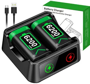 Xbox One Controller Battery Pack,2x6200mWh Upgraded Fast Charging USB Xbox Rechargeable Battery Pack Charger Station for Xbox Series X|S/Xbox One/Xbox One S/Xbox One X/Xbox One Elite Controller