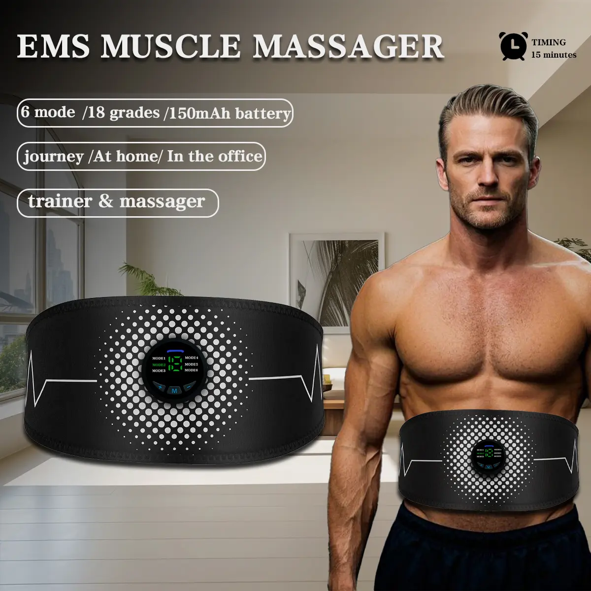 WOFLEND ABS Stimulator Belt – Ab Toning Trainer for Men & Women, Lightweight Core Sculpting Gear for Home & Office Use Massage