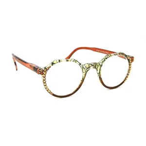 The Hexagon, (Bling) Women Reading Glasses W (Cooper + L. Colorado)Genuine European Crystals  (Clear Yellow, Orange) NY Fifth Avenue