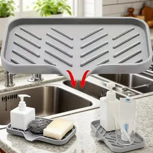 Silicone Sink Drain Mat, 1 Count Multifunctional Sink Sponge Soap Drain Storage Rack, Sink Organization & Accessories for Home Kitchen Bathroom