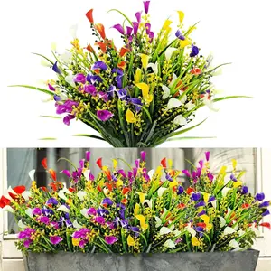Artgood 10PCS Outdoor Artificial Lotus Flowers, Lifelike Artificial Flower, UV Resistant Plastic Fake Flowers, Plastic Faux Flowers, Home Garden Planter Porch Window Box Decoration, Mixed Set
