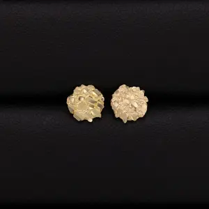 Small Round Nugget Stud Earrings - 10k Gold