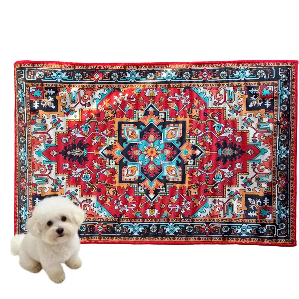 Boho Print Puppy Liner - 17×27inch Single Mat, Washable Fabric Dog Training Pad & Pet Feeding Mat, Eco-Friendly Leak-Proof Waterproof Barrier Home Floor Protector with Effortless Clean-Up for Dogs, Easy Cleanup