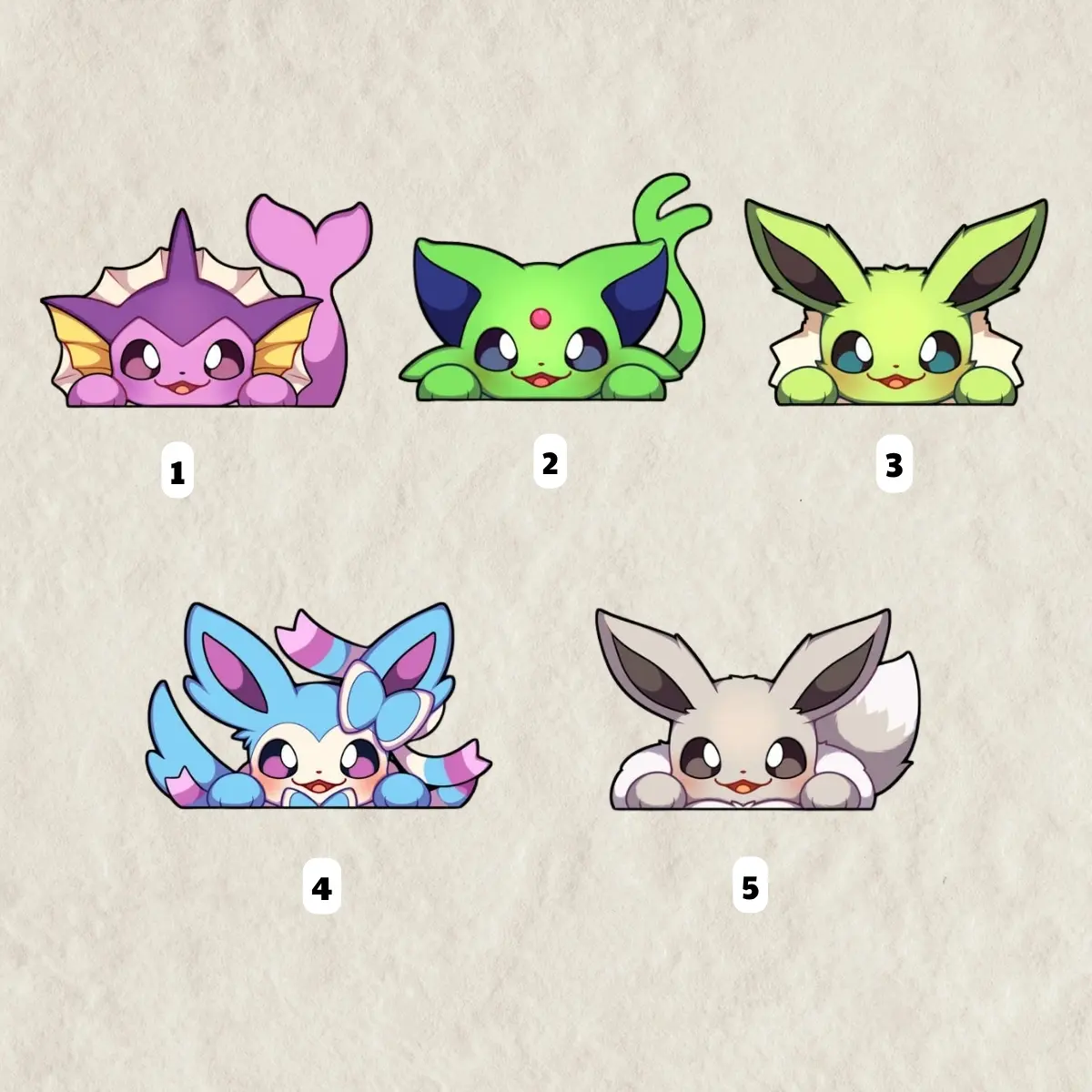 Shiny Eeveelutions Vinyl Sticker, Sylveon, Vaporeon, Jolteon, Eevee, Espeon,  Laptop, Tumble or Mug, Car