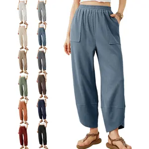 Buenoble Women's Wide Leg Harem Pants Casual Palazzo Pants with Pockets High Waist Relaxed Fit