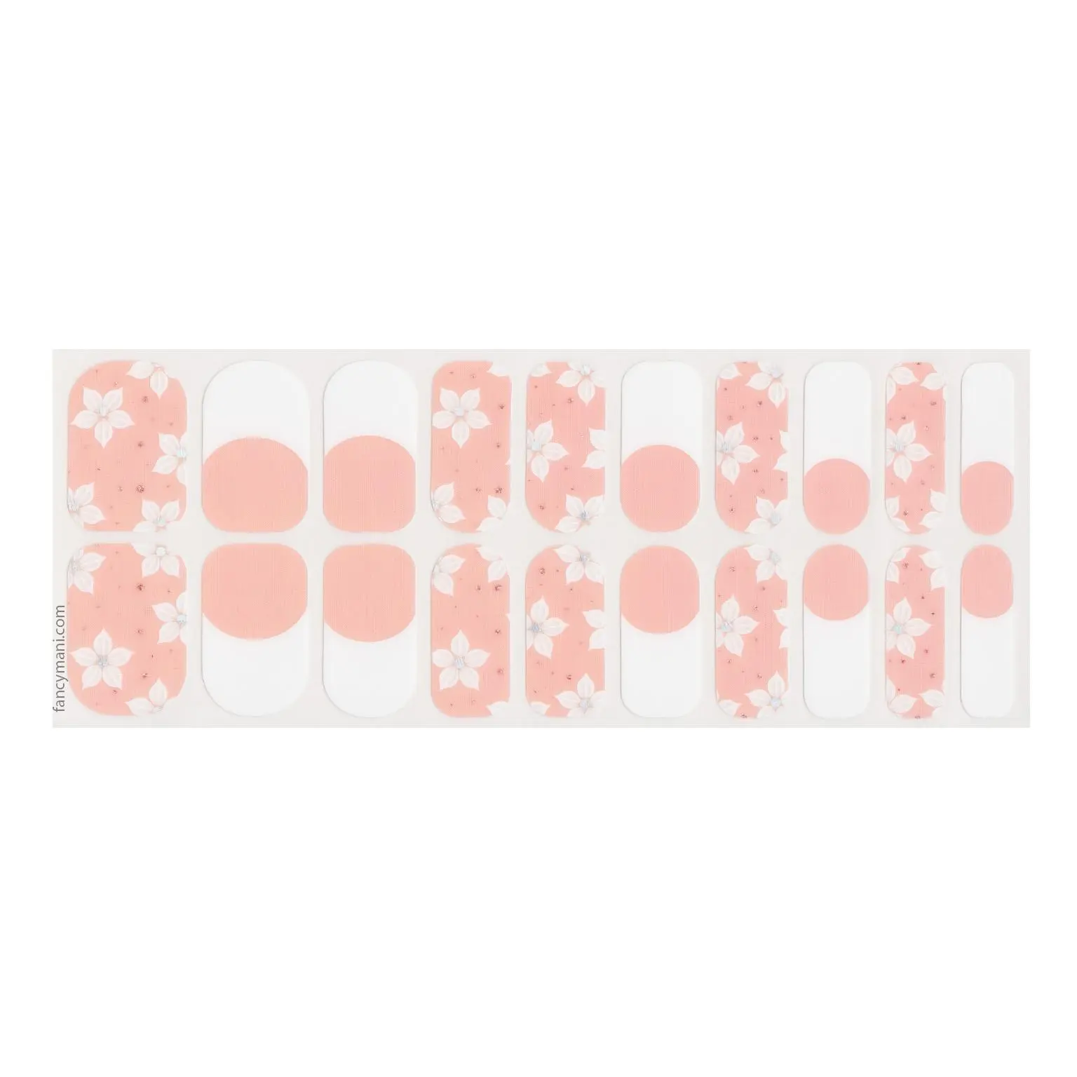 White Flower French Tip Nail Strips No UV Light Needed, Lasting Nail Wraps, 20 Pcs Double-Ended for the Perfect Fit Beautiful DIY Nails