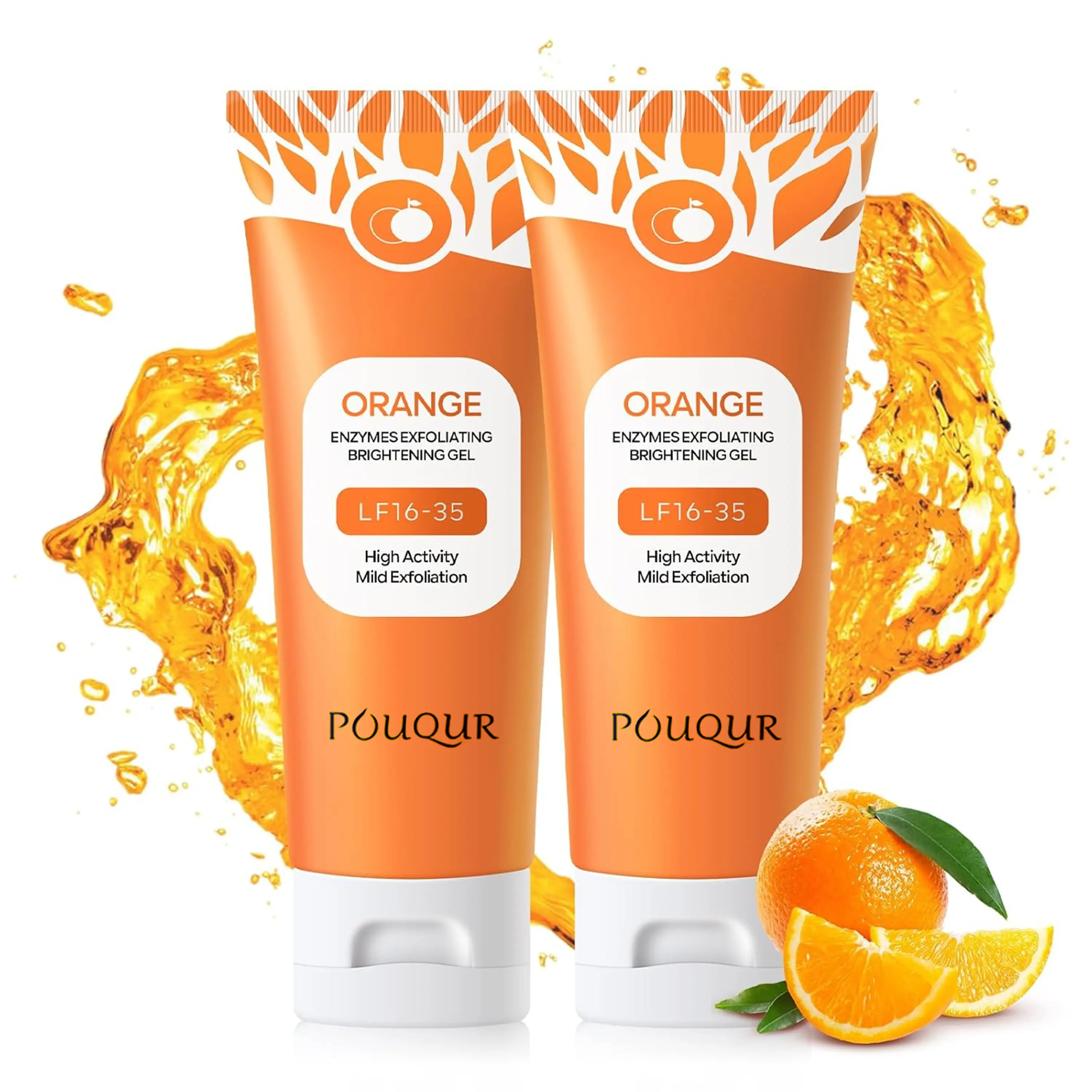 Orange Vitamin C Moisturizing Exfoliating Brightening Scrub - Facial & Body Care Cleanser, Deep Cleansing Cosmetic Exfoliant Gel