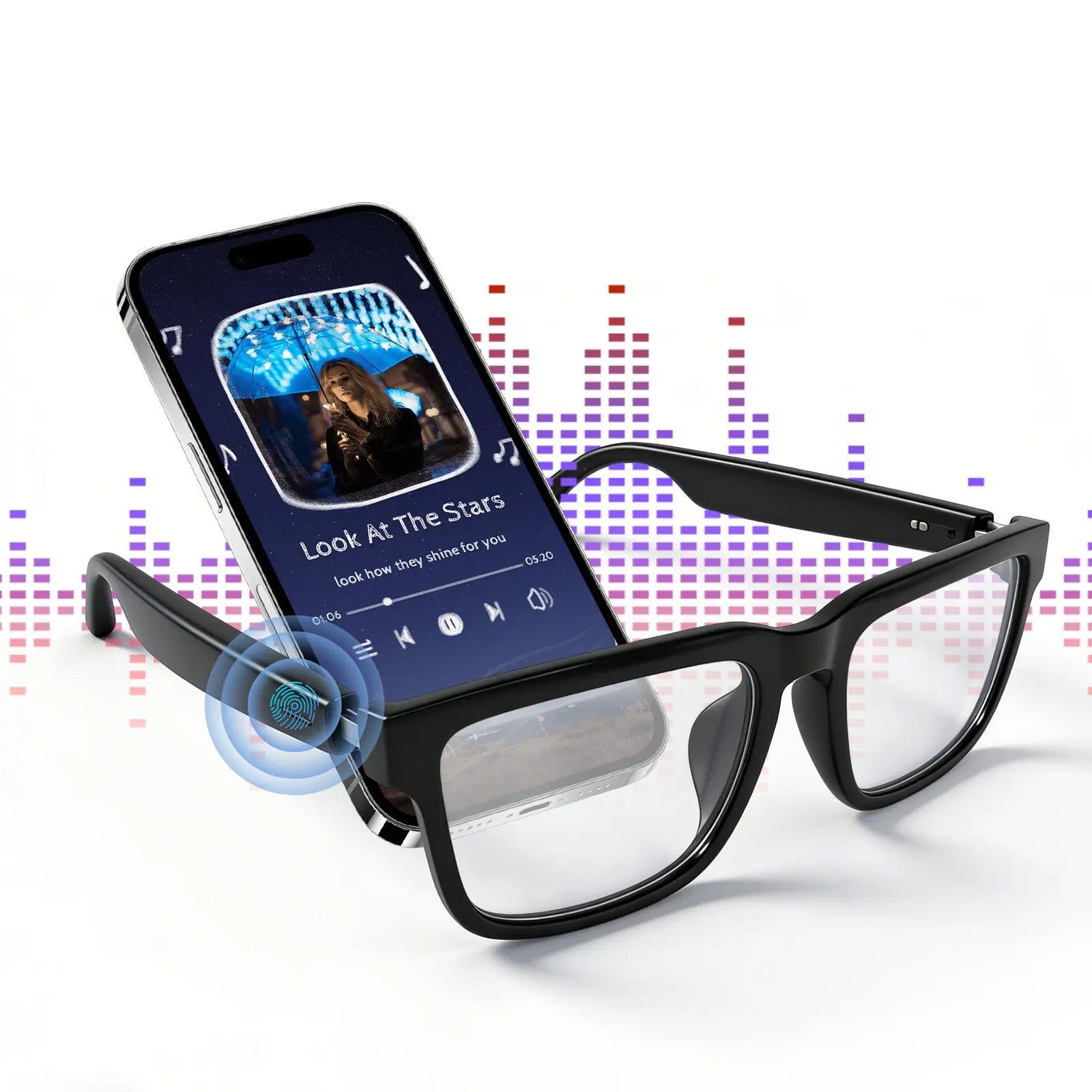 Bluetooth Audio Smart Glasses,Blue Light Glasses for Women Men,Open Ear Sound Mic & Speakers,Magnetic Charging,Polarized Sunglasses Lenses,Touch & Voice Assistant, Wearable Tech Glasses, Smart Wireless Glasses, Multifunctional Audio Sunglasses