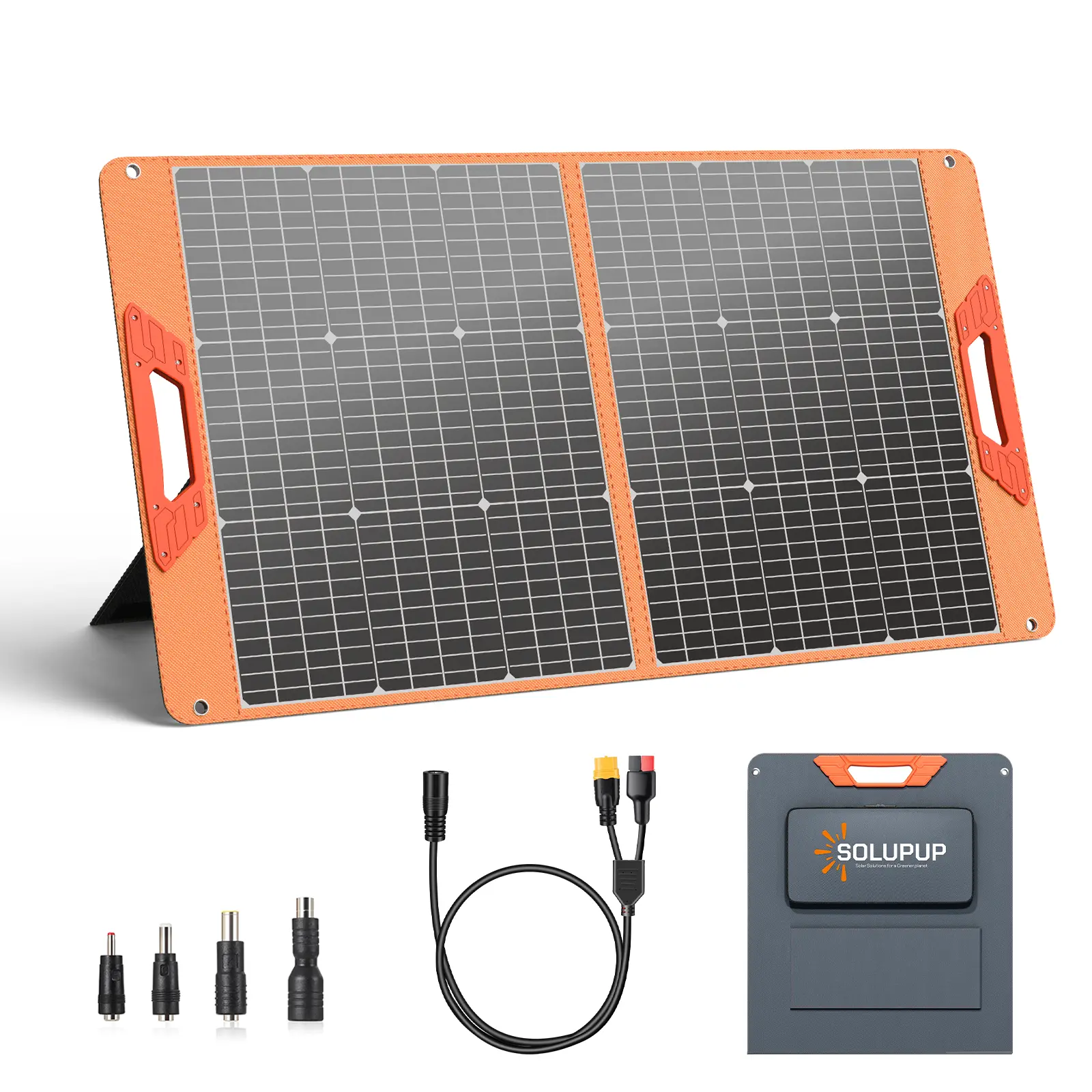 SOLUPUP 100W Portable Solar Panel for Power Station, 23.5% High Efficiency Foldable Solar Charger with DC/XT60/Anderson Cable, QC3.0 USB Outputs, IP65 Waterproof for Outdoor Camping RV Off-Grid