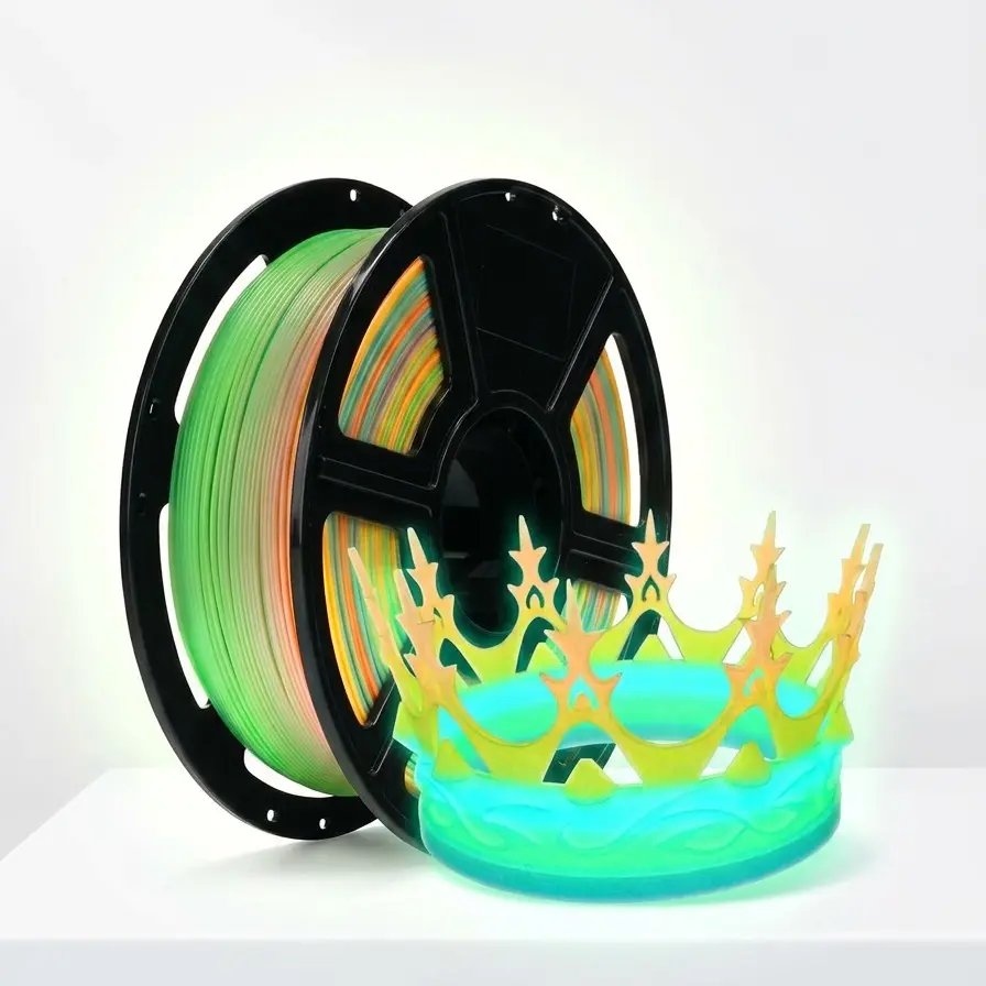 Flashforge Luminous Glow-in-the-Dark PLA 3D Printer Filament, 1.75mm 1kg Filament Spool 3D Printing Supplies, 500mm/s High-Speed Printing, +/-0.02mm Dimensional Accuracy, Strong Bed Adhesion, Long-Lasting Glow Effect