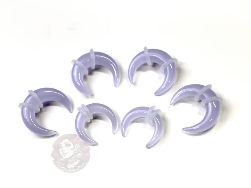 Opalite Glass Pincher Ear Gauge Tunnels, Iridescent Purple Body Jewelry, Lightweight 4mm-7mm Accessory for Stretched Lobes & Septum Piercings
