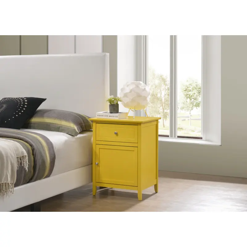 Vibrant Yellow Casual Nightstand