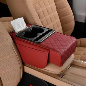 Universal Car Interior Organizer - Cup Holder &Phone Storage for Vehicles, 5-in-1 MultifunctionalCar Center Console Armrest Pad, Storage Bag &Armrest Box Pocket for Long-Distance Travel