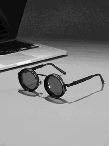 Steampunk Round Adjustable Rotating Aluminum Magnesium Lenses, Fashion Glasses Unisex Polarized Colors Adjustable, All Seasons