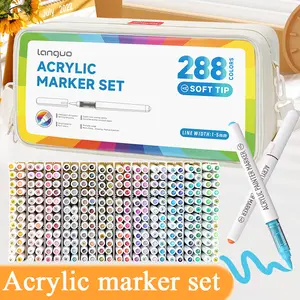 288 Color Languo Blue Fruit Acrylic Markers, Marker Pen Set, Soft Tip, Christmas Art Creation, Smart Ink Control, Multi-Material Drawing, Portable Storage, School Supplies