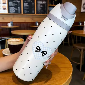 Loyr 32oz Insulated Stainless Steel Water Bottle, Insulated Tumbler, Plaid Bow Polka Dot Pattern, Large Capacity, Portable, Perfect Gift for Women, Home, Outdoor, Travel