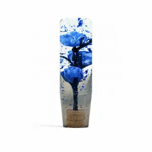 Clear Blue Glitter Roses Flower Shift Knob 6" | Universal Manual Car Shifter