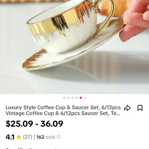 Vintage Coffee Cup & Saucer Set, 6/12pc for Home and Office