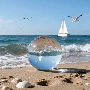 K9 Crystal Ball 8cm & 6cm, High-Quality Glass Sphere for Feng Shui Decorations, Home Decor Ornaments, Perfect for Home Office Decoration Accessories