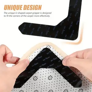 Premium Washable Reusable Rug Grippers, Non-Slip Carpet Corner Holders for Living Room, Dining Room, Bathroom, Tile, Hardwood & PE Floors — Prevent Carpet Sliding and Curling