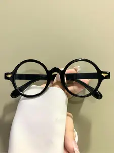 Unisex Simple Style Round Frame Eyeglasses, Trendy Casual Eyeglasses for Everyday Use, Fashionable Frames Glasses, Fashion Accessories for Outdoor Activities